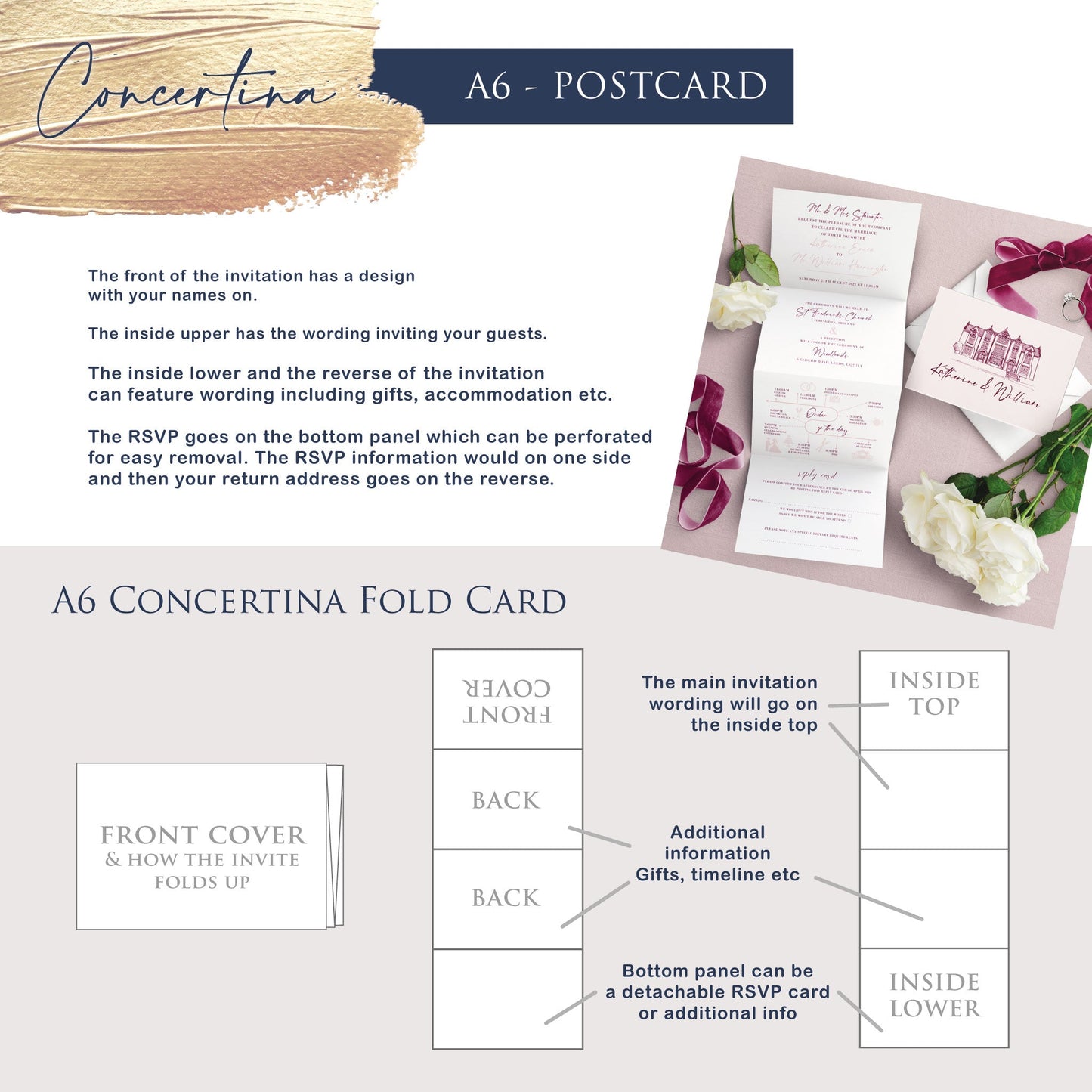 Concertina Invitation - Dreamy Eucalyptus