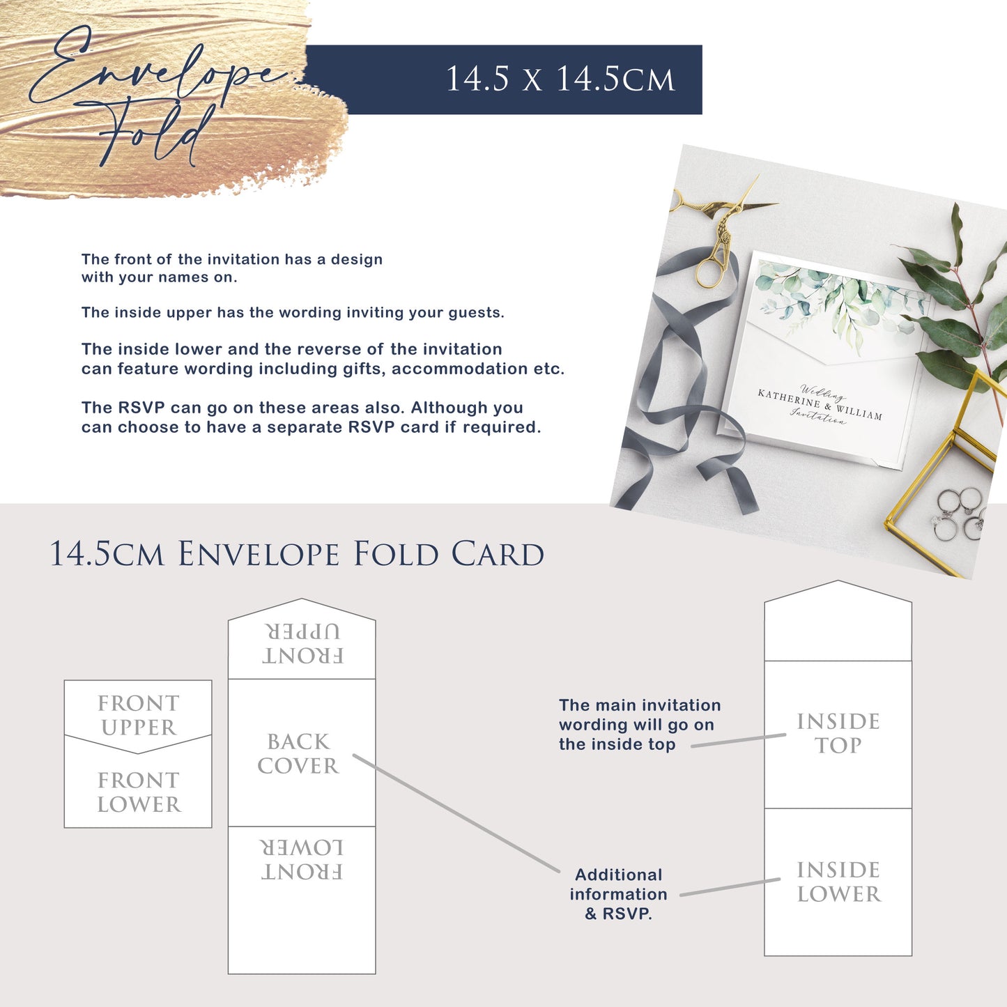 Envelope Fold A5 Invitation - Whiteberry