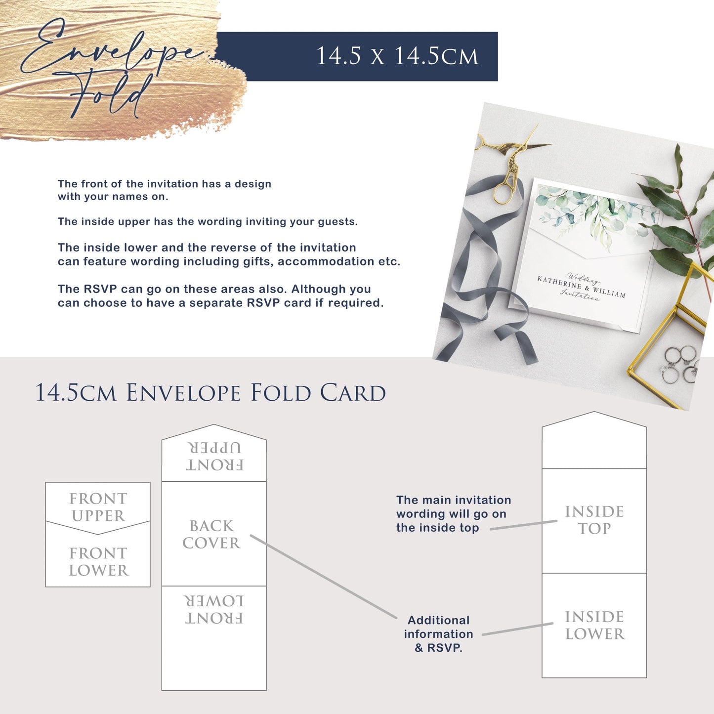 Envelope Fold A5 Invitation - Ainsley Floral