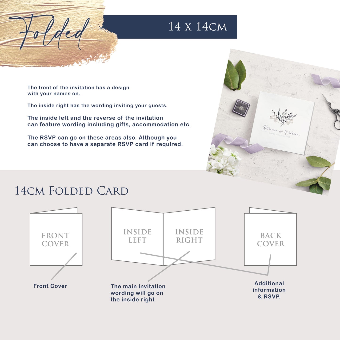Folded Square Invitation - Woodlands