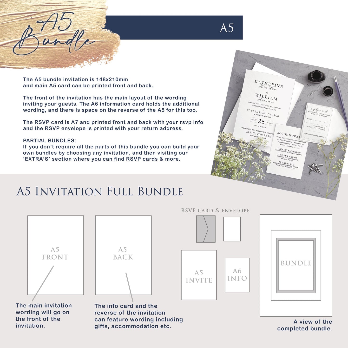 A5 Bundle Invitation - Ainsley Floral