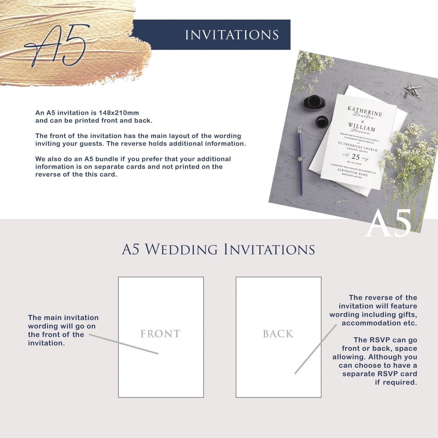 A5 Invitation - Ainsley Florals