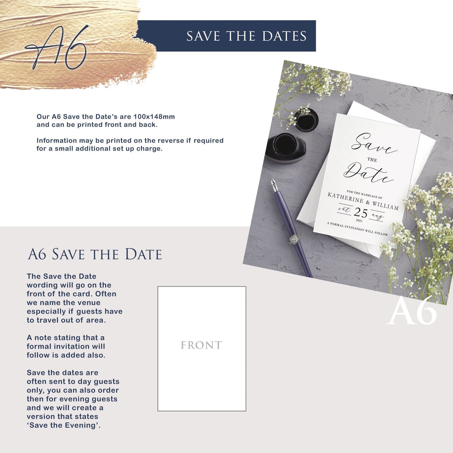 A6 Save the Date - Watercolour