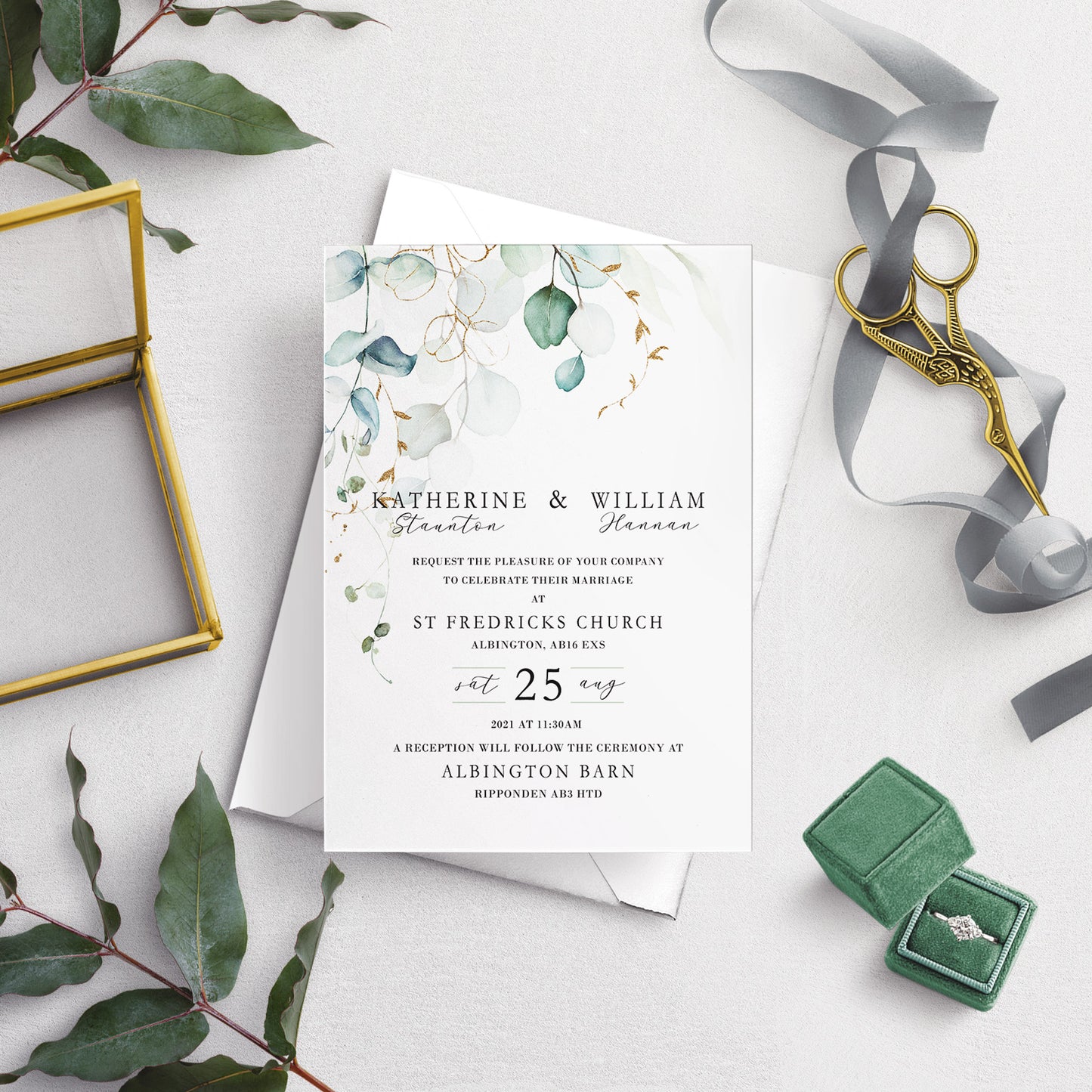 A5 Invitation - Dreamy Eucalyptus