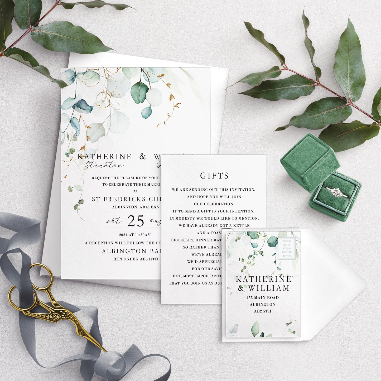 A5 Bundle Invitation - Dreamy Eucalyptus