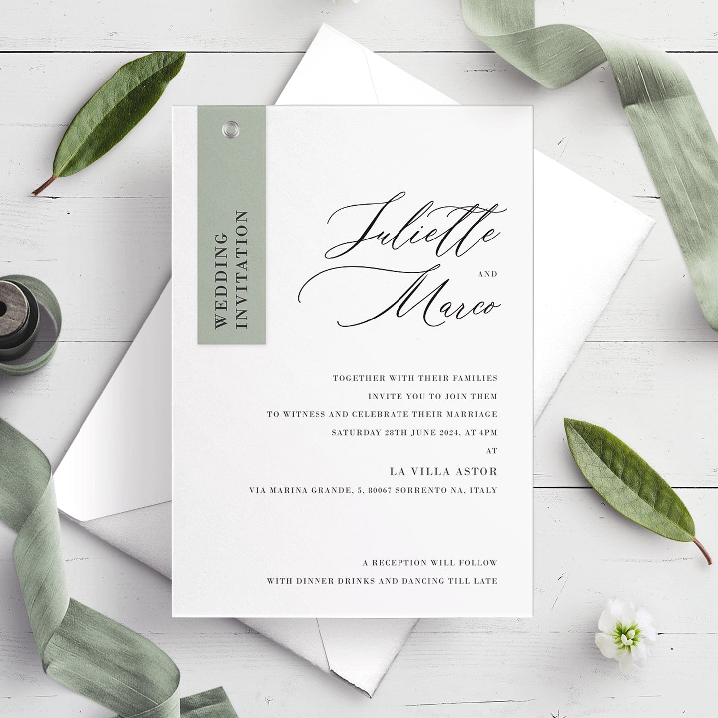 A5 Invitation - Sorrento Tag Invitation