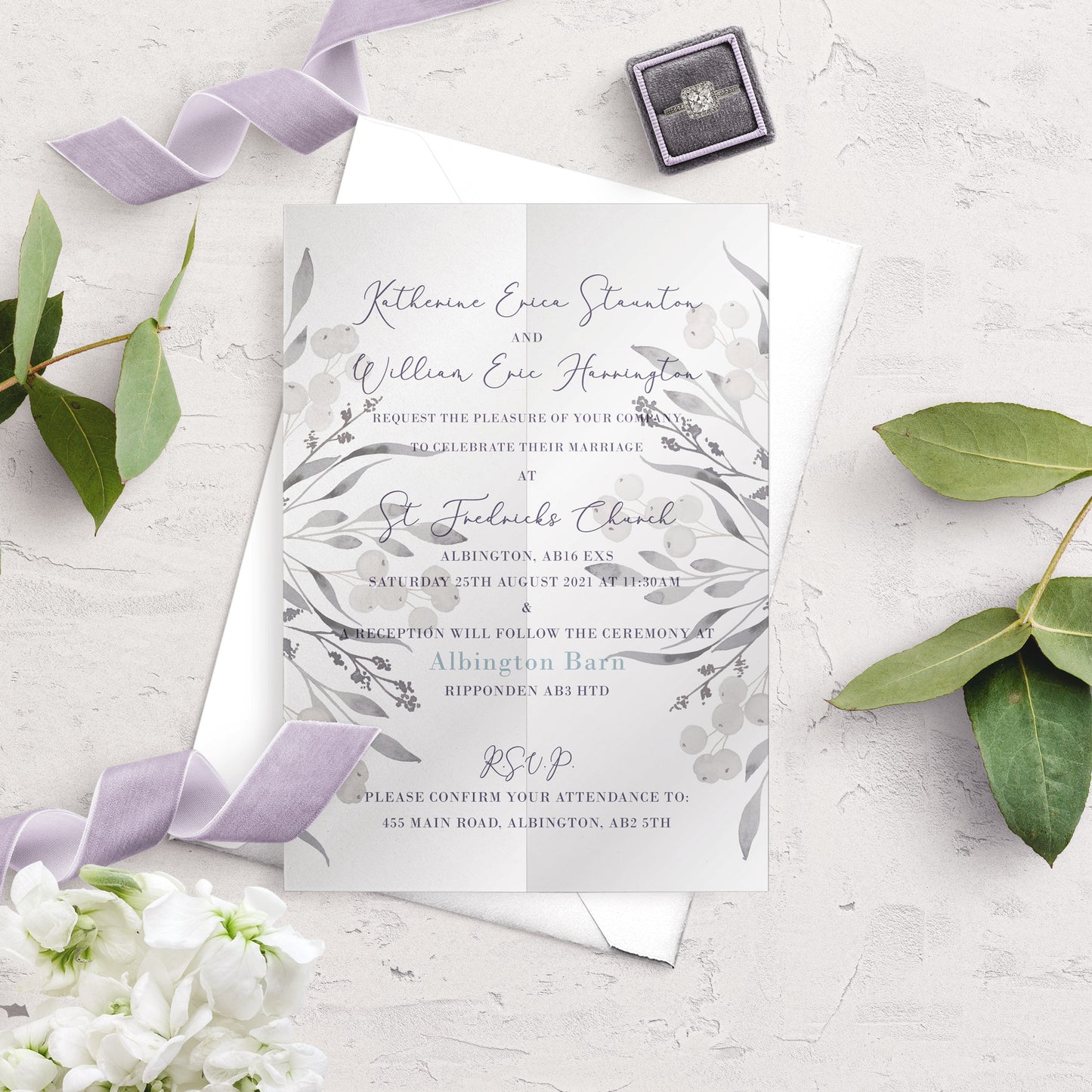 Vellum Wrap A5 Invitation - Whiteberry