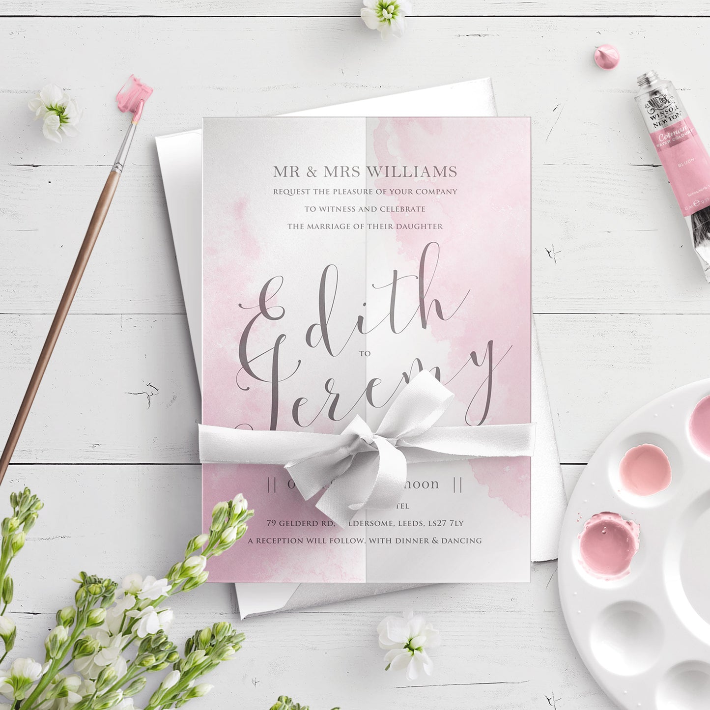 Vellum Wrap A5 Invitation - Watercolour