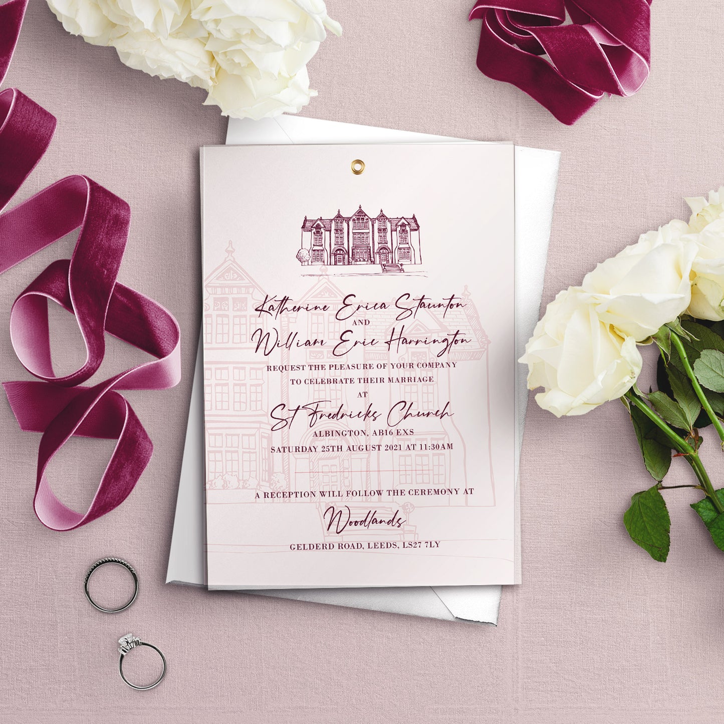 Vellum Overlay A5 Invitation - Woodlands
