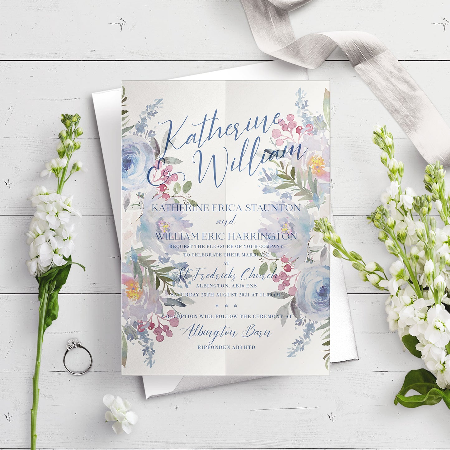 Vellum Wrap A5 Invitation - Ainsley Floral