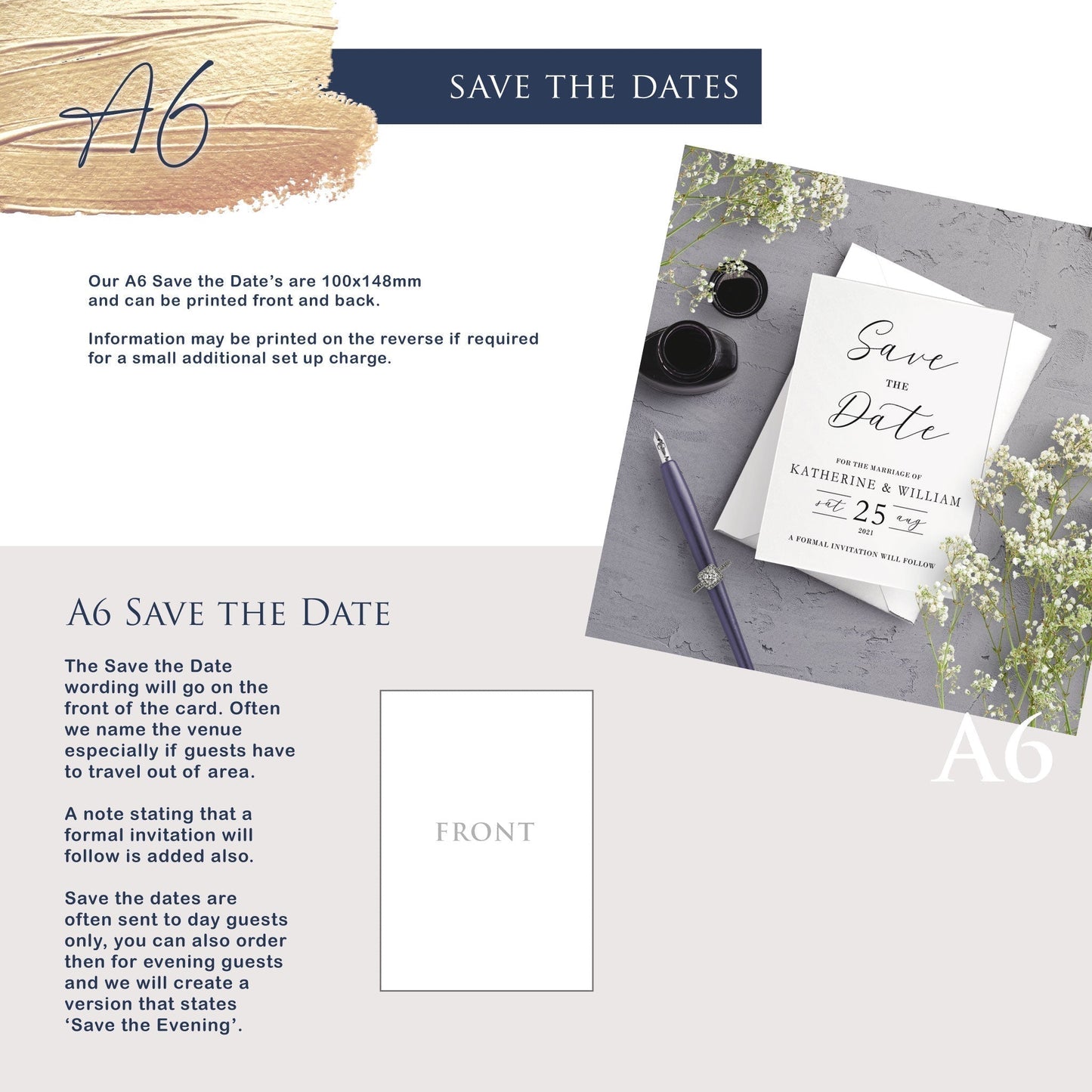 A6 Save the Date - Whiteberry