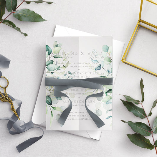 Vellum Wrap A5 Invitation - Dreamy Eucalyptus