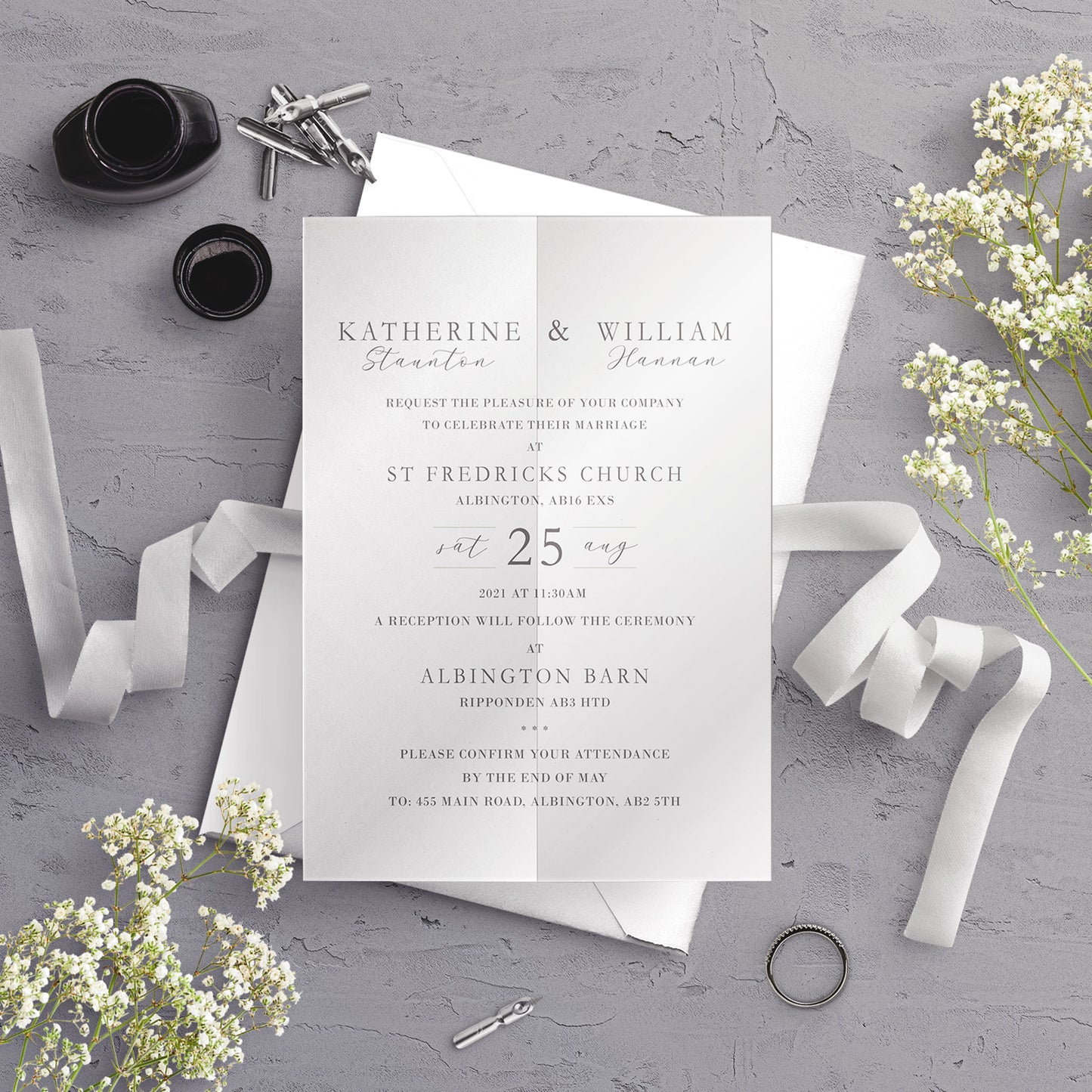 Vellum Wrap A5 Invitation - Anna Typography