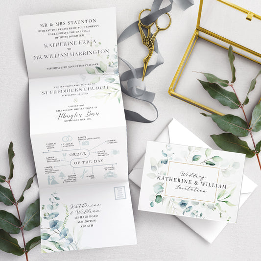 Concertina Invitation - Dreamy Eucalyptus