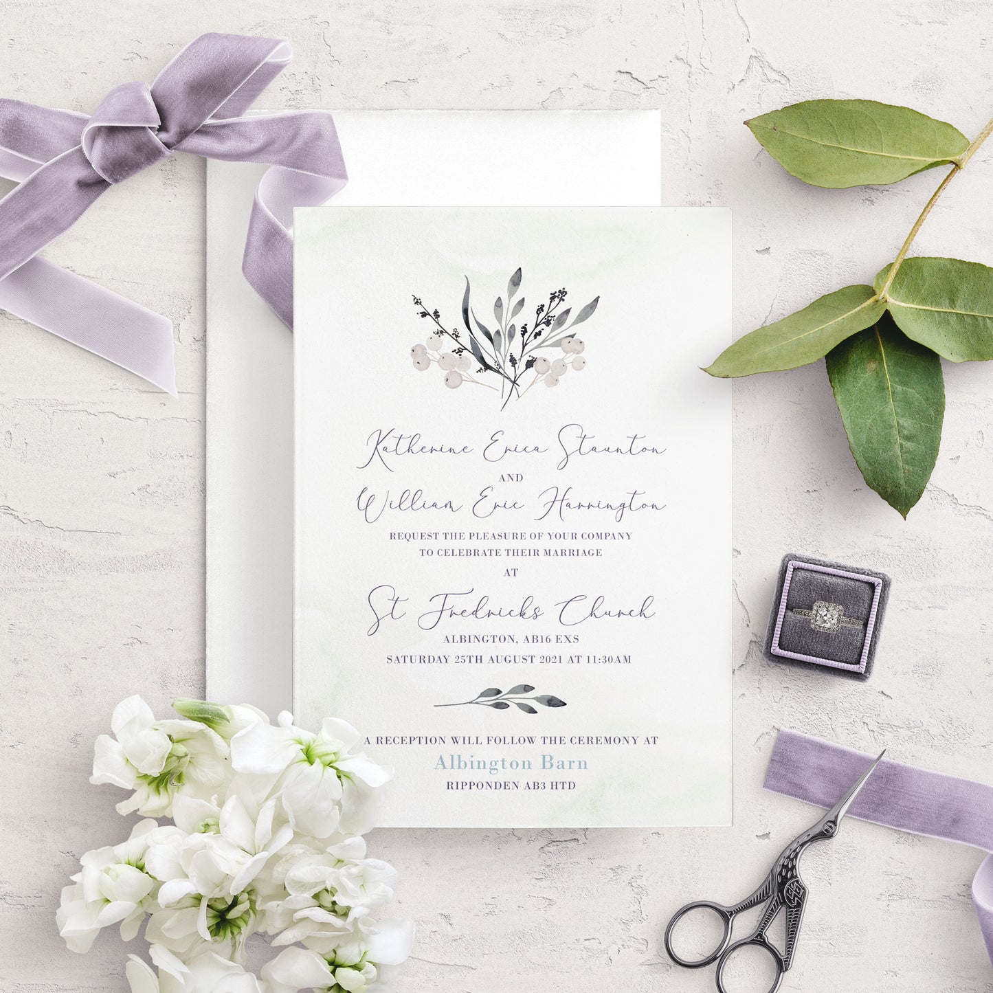 A5 Invitation - Whiteberry